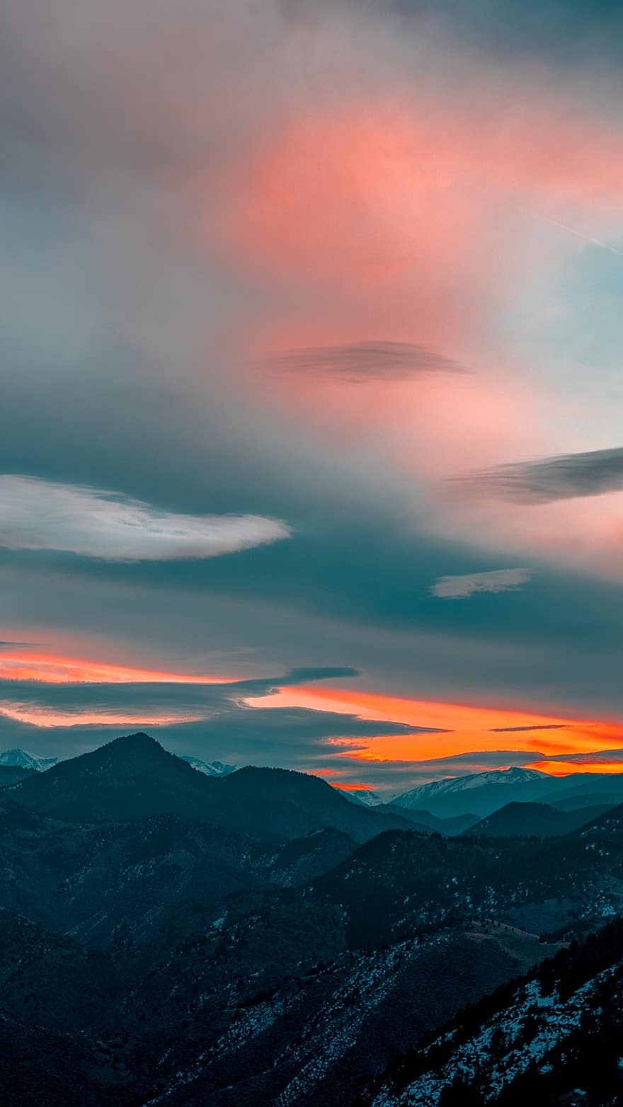 Mountains, Sunset, Nature, Landscape, Mountain, Sky, Clouds, Scenic, Layers, Fall Sunset, Evening