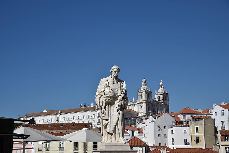 kunst, standbeeld, toerisme, Lissabon, stad