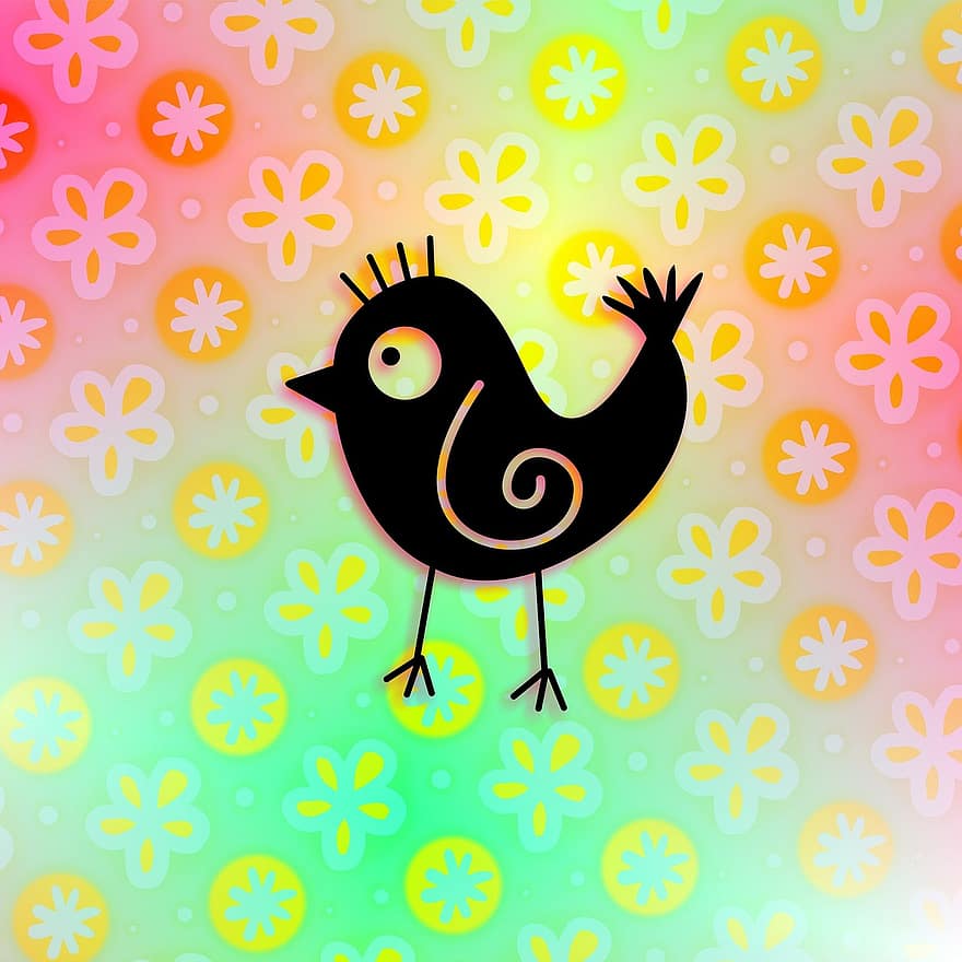 Cute, Cartoon, Whimsical, Silhouette, Bird, Animal, Design, Artistic, Chick, Spring, Easter