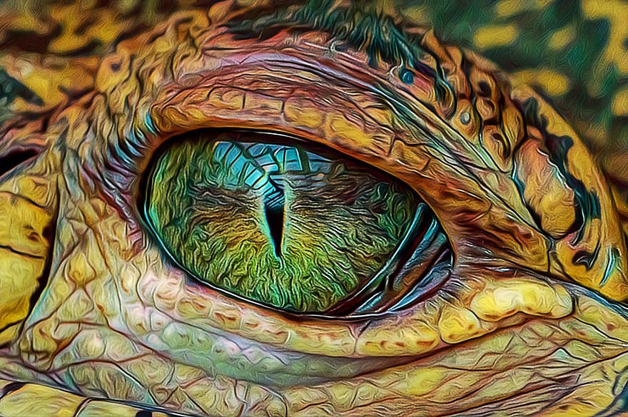 глаз, существо, ящерица, крокодил, рептилия