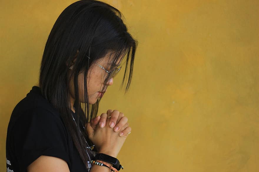 žena, modlí se, Ježíš, víra, Kristus, sama, Kambodža