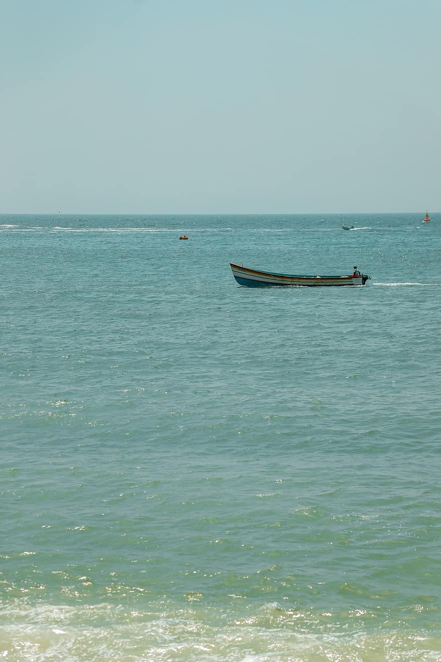 łódź, morze, podróżować, thiruvananthapuram, trivandrum, Kerala, Indie, Vizhinjam Port, Plaża Kerala, Natura, ocean
