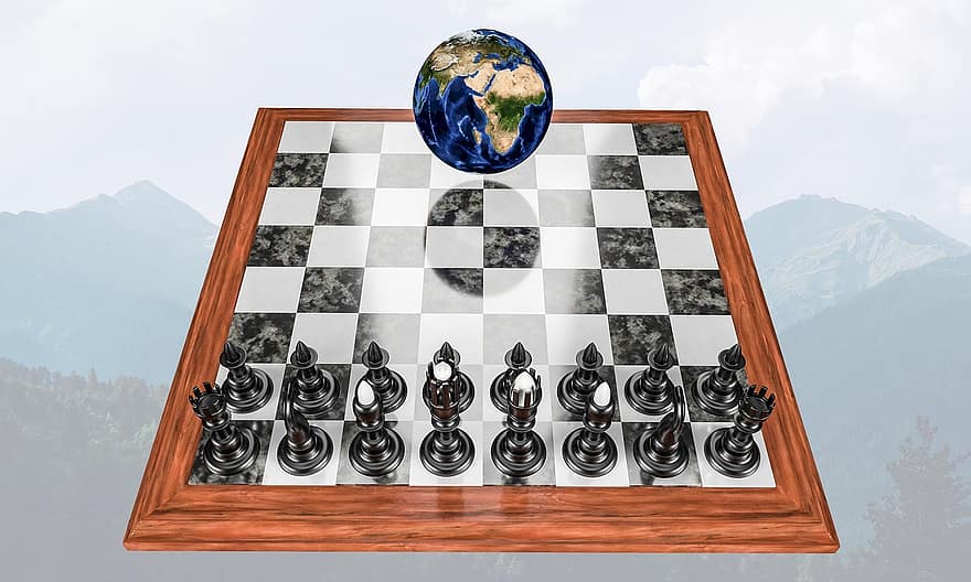 Chess, Nature, World, Globe, Board, Black, Strategy, Plan, Intellectual, Risk, Strategic