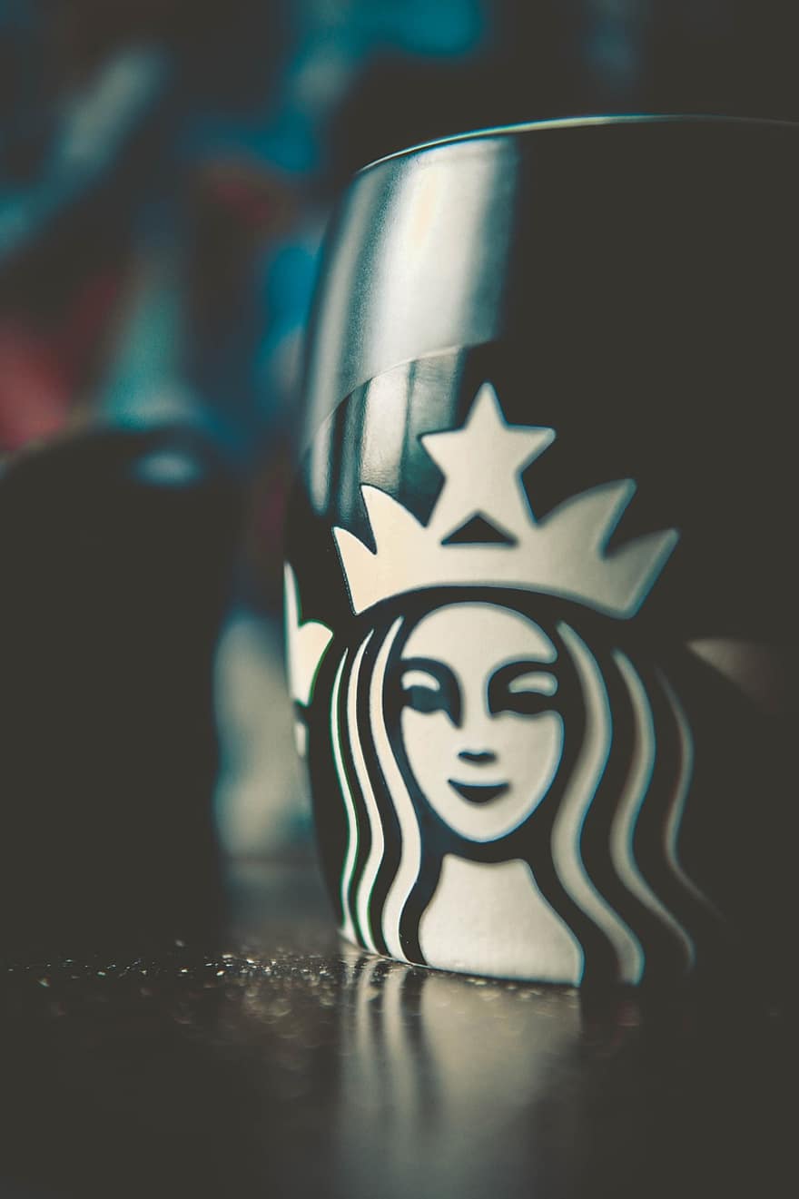 Starbucks, logotipo, café, copo, bebida, expresso, cantina, cafeína, mesa, quente