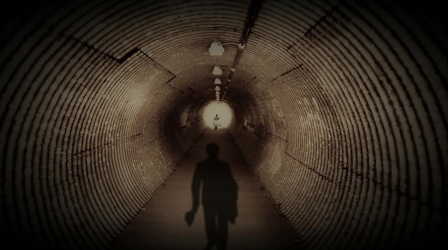 터널, 어두운, 그림자 남자, 맨 인 블랙, 기묘한, 비밀, 우울한, 분위기, 걱정, 범죄, 정신병자