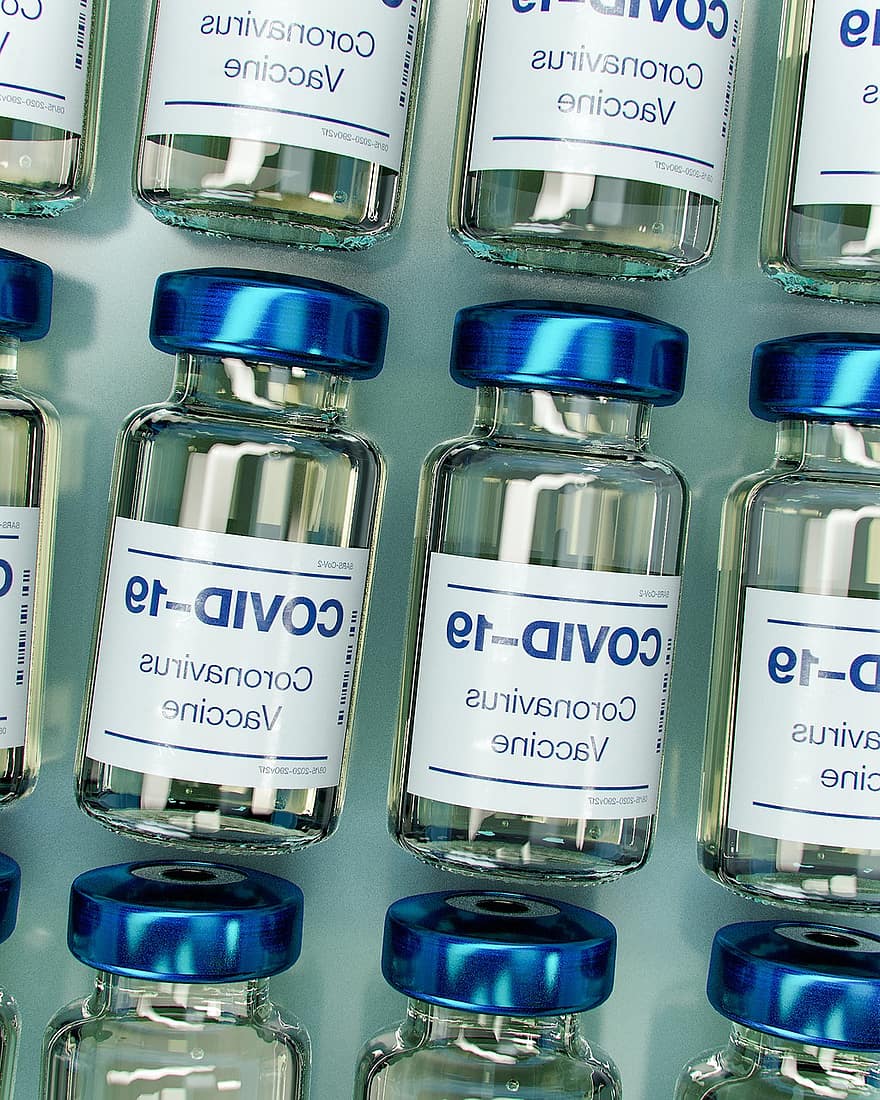 COVID-19ワクチン、ワクチン、コロナウイルスワクチン、COVID-19、ウイルス、医学、薬と健康管理、科学、閉じる、青、カプセル