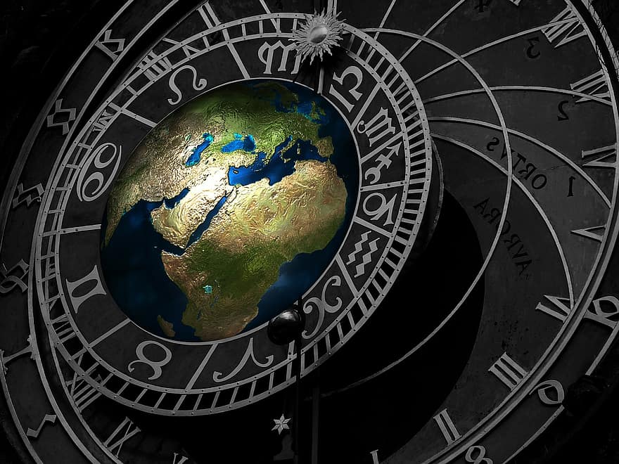mundo, globo, tierra, astronómico, astronomía, ciudad, reloj, checo pm, marcar, Europa, famoso