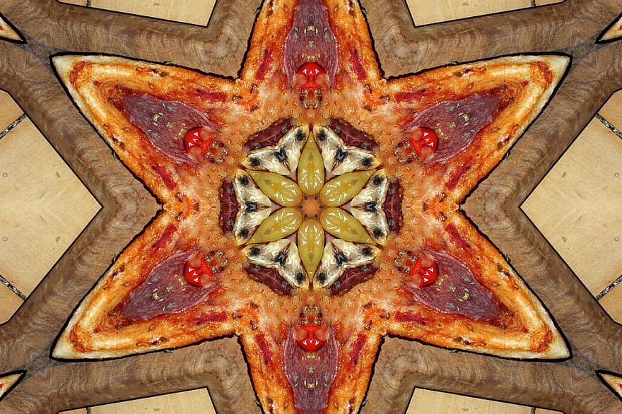 pizza, mandala, yantra, vzor, Pozadí, kaleidoskop
