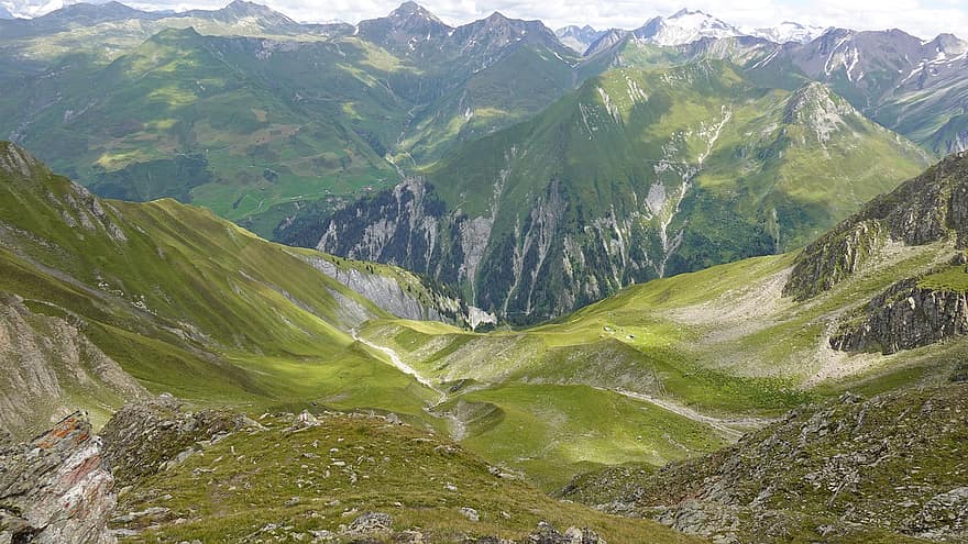 bergslandskap, bergen, bergskedja, landskap, natur, Graubünden, berg panorama