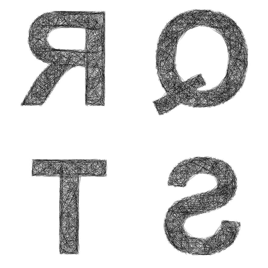 q, r, s, t, Brief, Schriftart, skizzieren, Alphabet, Zeichen, Symbol, Logo