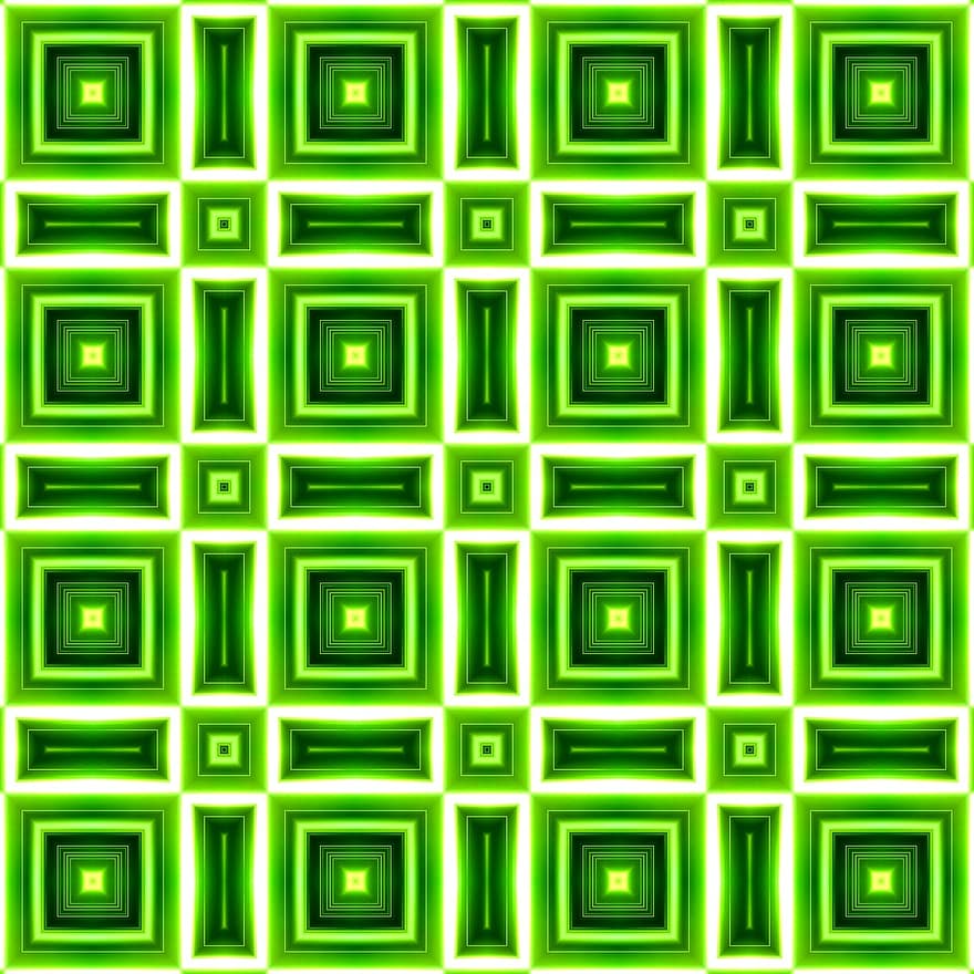 幾何学的な、パターン、緑、四角、テクスチャ、シームレス、現代の、繰り返す
