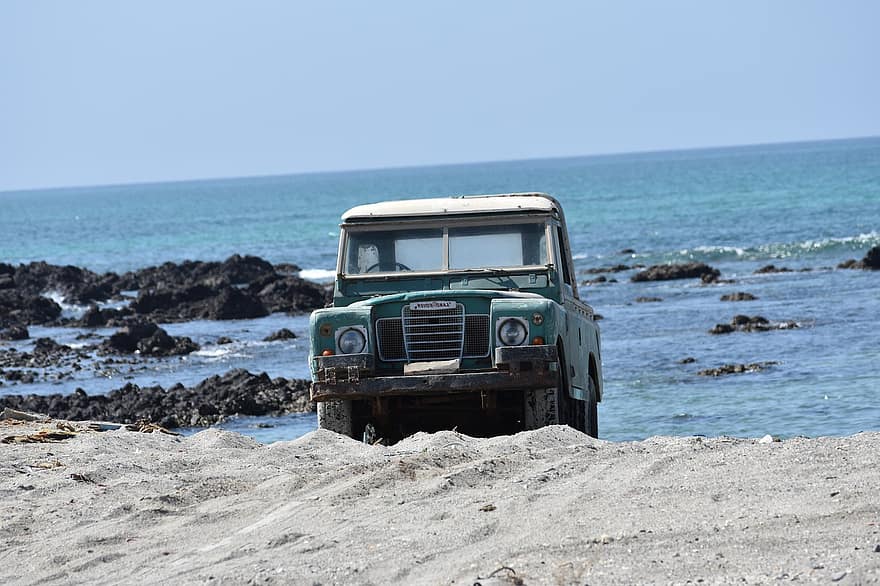 voiture, véhicule, côte, baie, Land Rover, océan Indien, en plein air, la nature, ciel, dom