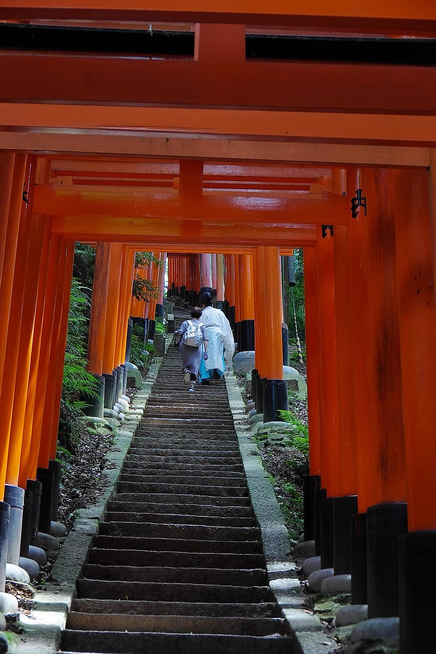 神社、日本、階段