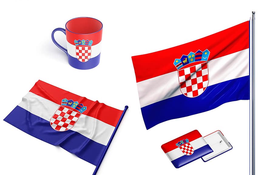 країна, прапор, Хорватія, національний, символ