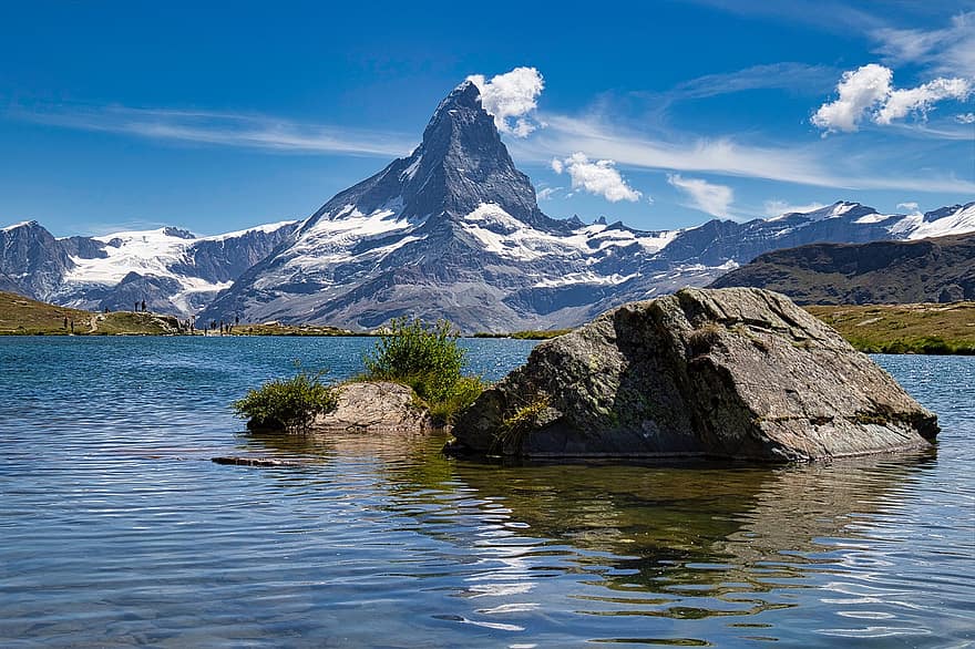 les montagnes, roches, Lac, paysage, Suisse