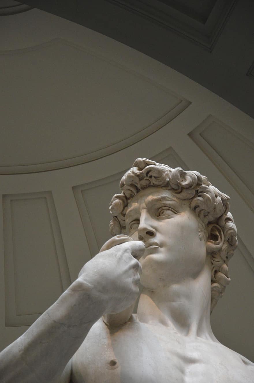 статуя на Дейвид, Микеланджело, ренесансова скулптура, Флоренция, статуя, мраморна статуя, Италия, изкуство, скулптура, християнство, мрамор