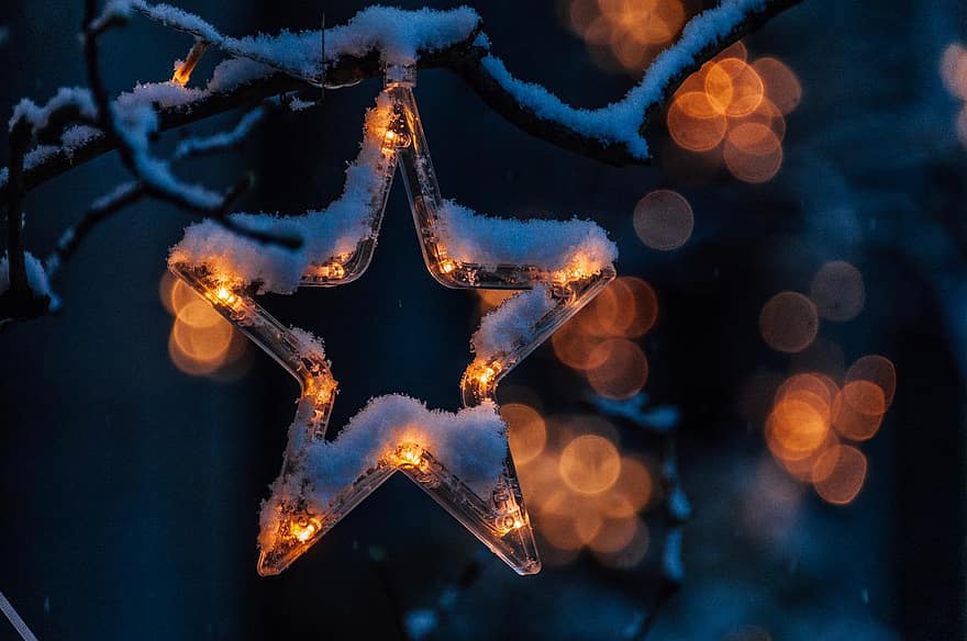 зірка, Різдво, прикраса, поява, Різдвяна пора, ніч, зима, фони, дерево, святкування, сезон