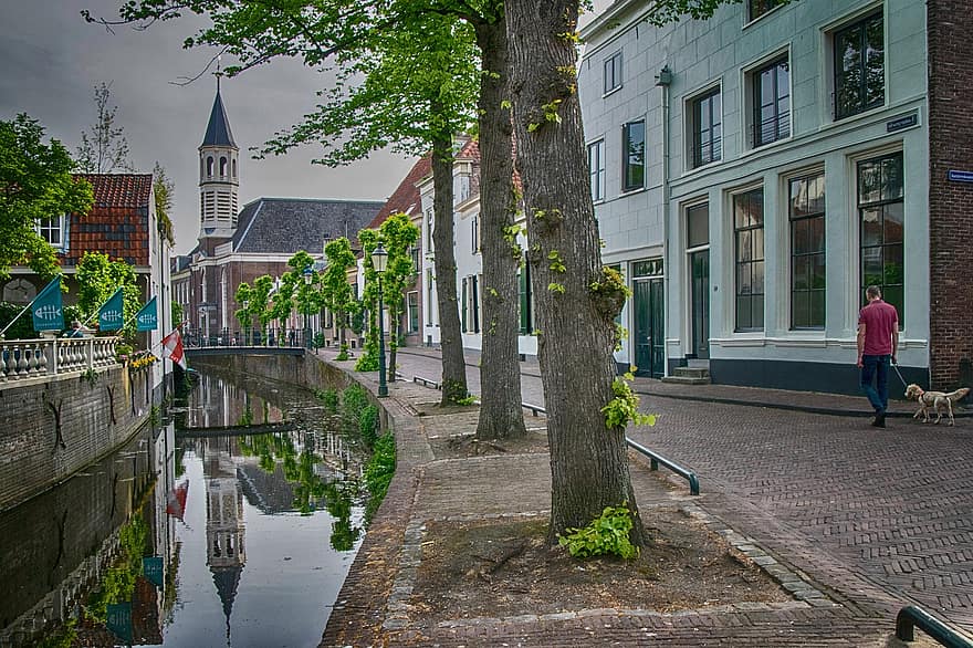 kanal, nederländerna, stad, urban