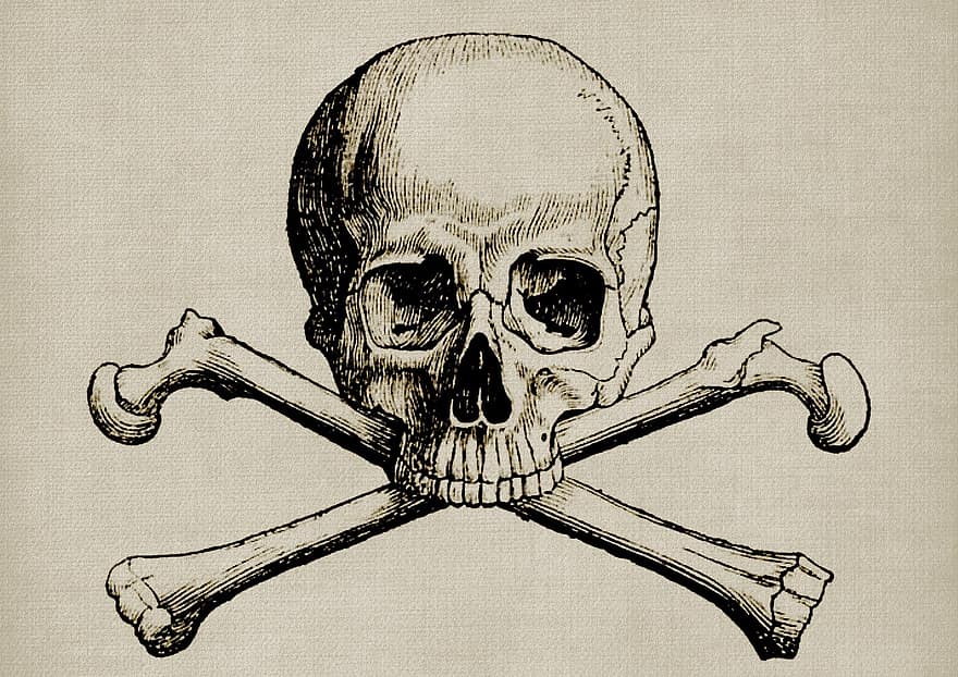 kaukolė, Kryžiaus kaulas, steampunk, kaulai, skeletas, keista, juokinga, charakteris, fonas, derliaus, Senovinis
