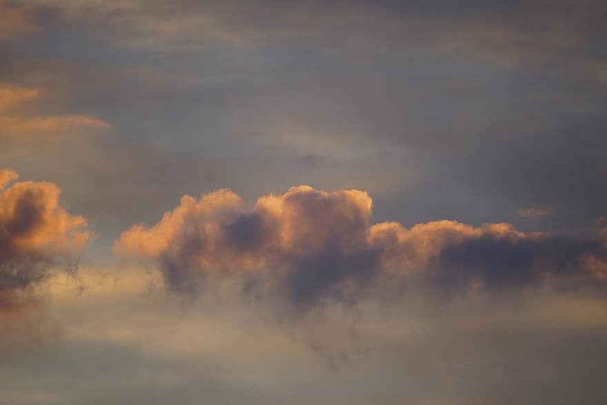 cel, posta de sol, cloudscape, núvols