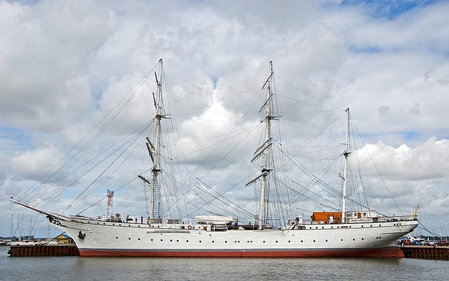 Gorch Fock, Stralsund, Sailing Vessel, Museum Ship, Ship, Sail, Masts, Baltic Sea, Port, Maritime, Nostalgia