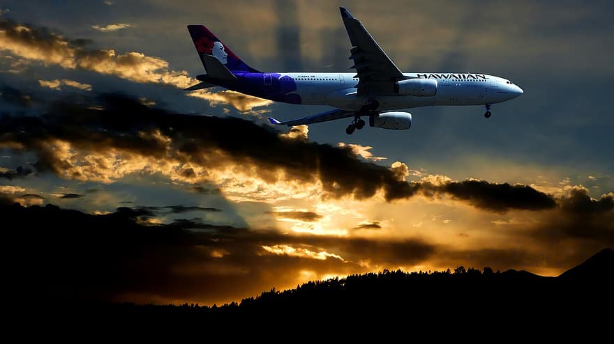 avioane, zbor, cer, apus de soare, vreme, călătorie, transport, avion, aviaţie, nor, aer