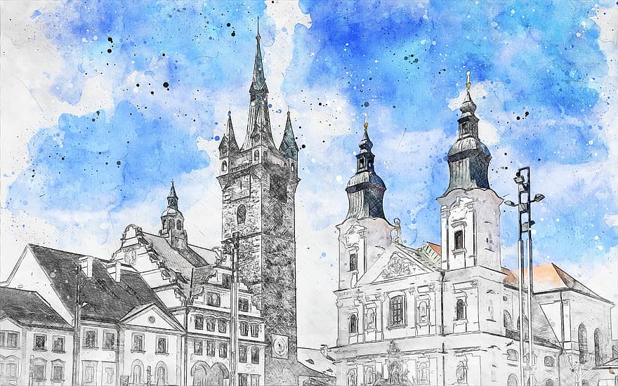建物、教会、ヨーロッパ、ボヘミア、観光、チェコ共和国