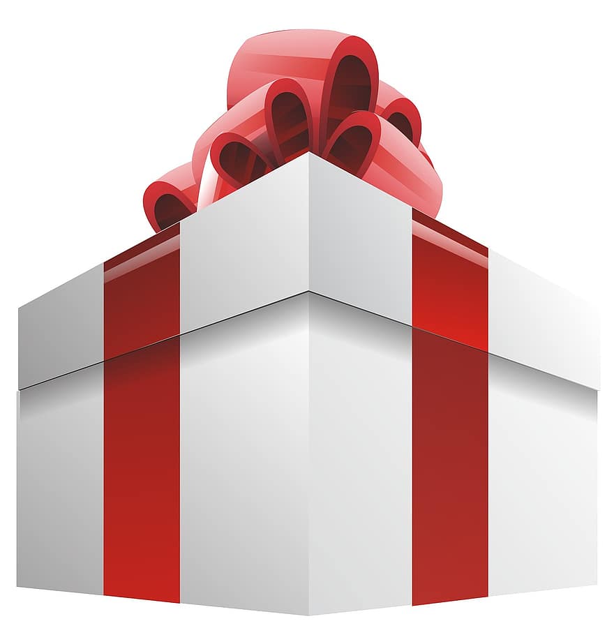 regalo, caja, presente, cumpleaños, decorado, envolver, Navidad, arco, gesto, simbólico