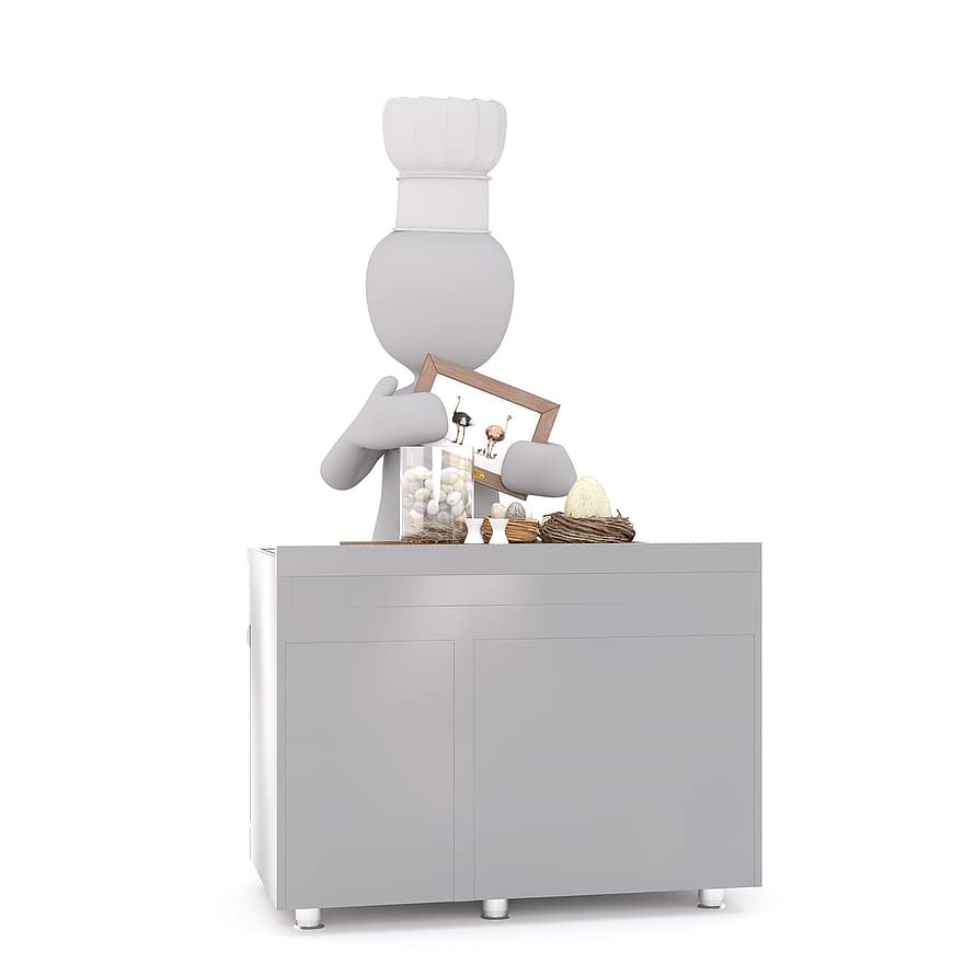 طبخ ، خبز ، بكرات العجين ، يطبخ ، ذكر أبيض ، نموذج 3D ، معزول ، 3D ، نموذج ، جسم كامل ، أبيض
