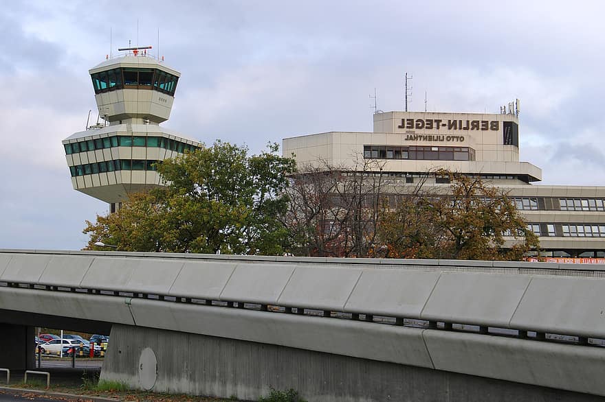 Aéroport de Berlin Tegel, aéroport, bâtiment, Berlin, la tour, radar, otto lilienthal, allée, aéroport international, Allemagne, transport
