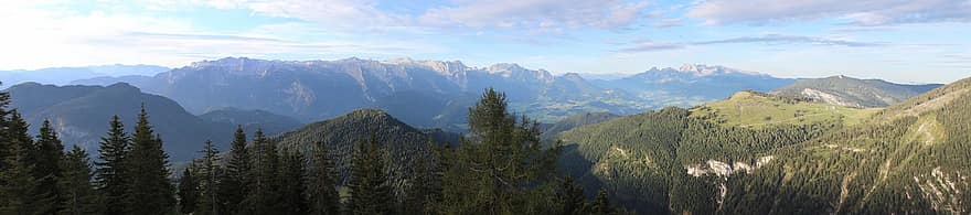 fjellene, fjelllandskap, Summit Panorama, Easterhorn Group, Trattberg, Tennengau, delstaten Salzburg, fjell, fjelltopp, landskap, fjellkjede