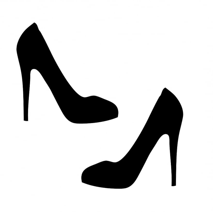 Shoes, Shoe, Black, Stilettos, High Heels, Heels, White, Background, Women, Woman, Footwear