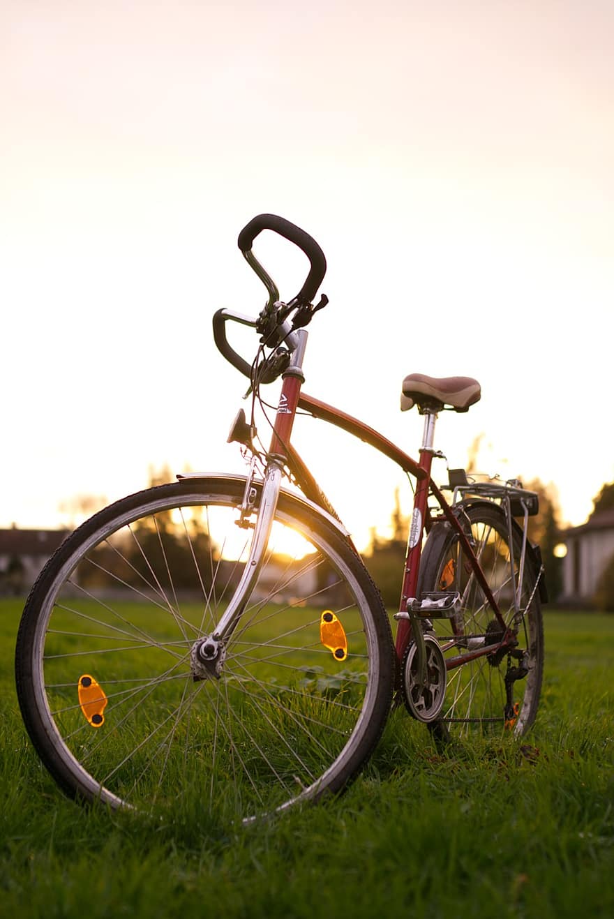 bicicleta, céu, por do sol, natureza, simplon, retrô, passeio de bicicleta, aventura, viagem, desenhar