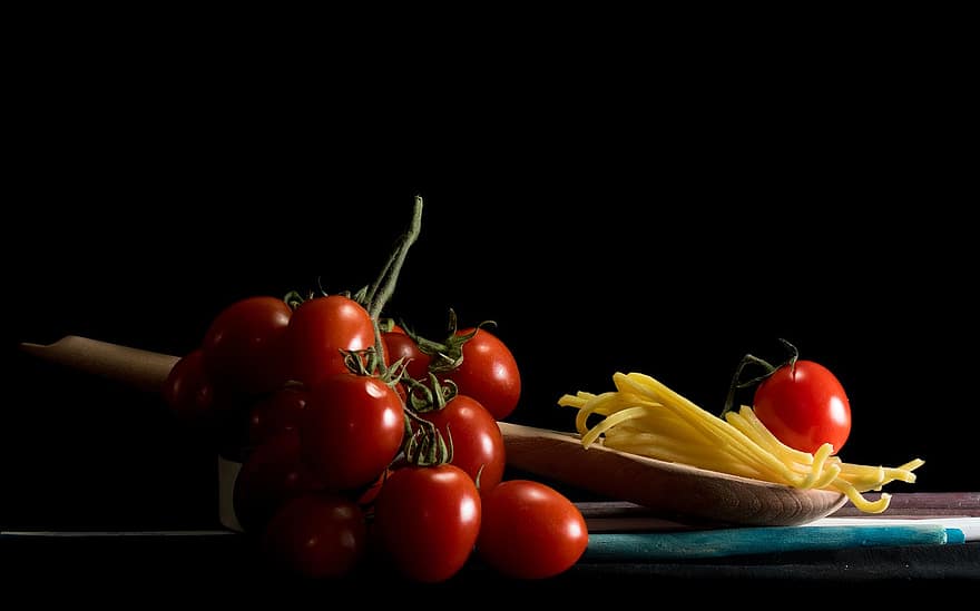 파스타, 토마토, 부엌, 간식, 공식 만찬, 식품, 야채, 선도, 건강한 식생활, 닫다, 본질적인