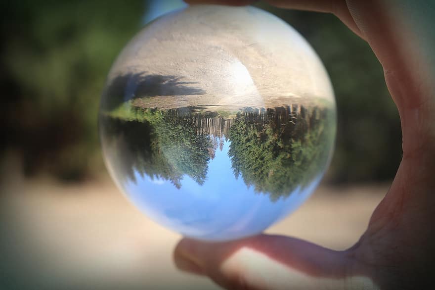 natura, sfera di vetro, foresta