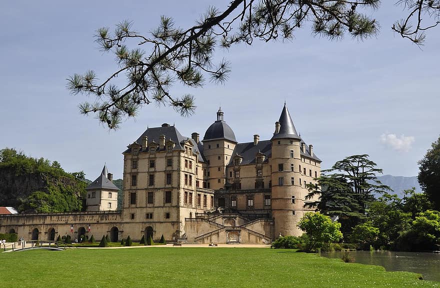 Chateau De Vizille, slott, landmärke, arkitektur, Franska revolutionens museum, museum, byggnad, historisk, gräsmatta, Vizille