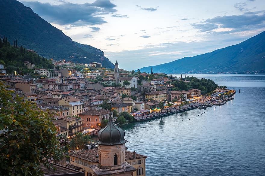 Olaszország, garda-tó, város, limone sul garda, idegenforgalom, nyári vakáció, tó