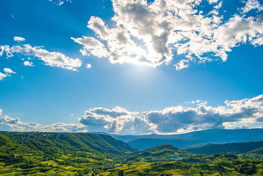 Bosna a Hercegovina, krajina, Pohled, panoráma, výhled, Příroda, hory, údolí, nebe, mraky, Evropa