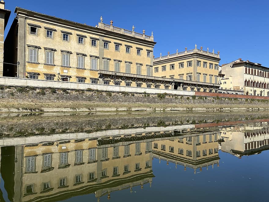 River, Building, Florence, Arno, Reflection, Water, Tuscany, architecture, famous place, building exterior, built structure