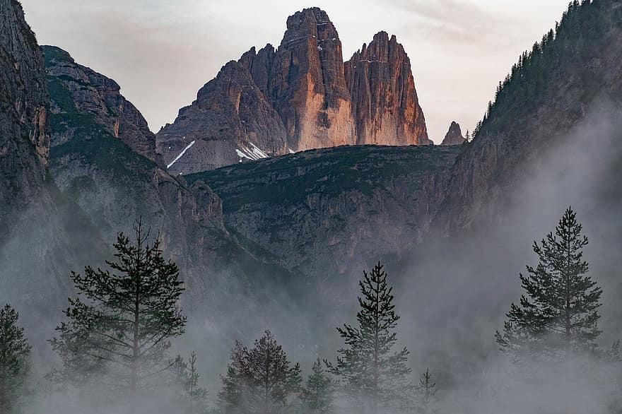 tre cime di lavaredo ، drei zinnen ، سلسلة جبال ، الدولوميت ، الجبال ، جبال الألب ، إيطاليا ، فينيتو ، طبيعة ، المناظر الطبيعيه ، الكادور
