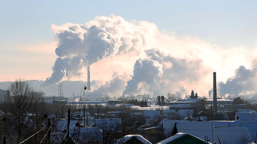 дим, фабрика, комин, физическа структура, промишленост, замърсяване, пара, производство на гориво и енергия, заобикаляща среда, облак, небе