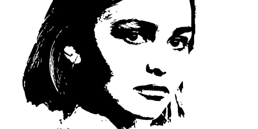 Lily-rose Melody Depp, ilustrasi, orang-orang, seni, hitam dan putih, aktris, gadis, muda