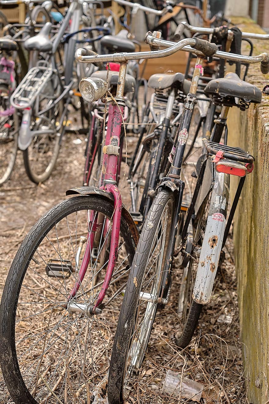 cykel, cykling, årgång, retro, gammal, förstöra, fordon, sport, transport, hjul, transportsätt