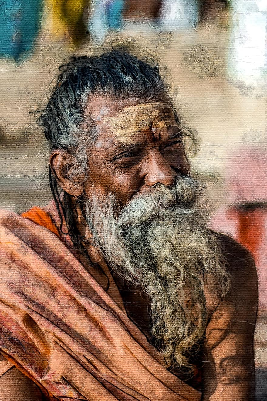 человек, старый, борода, престарелые, портрет