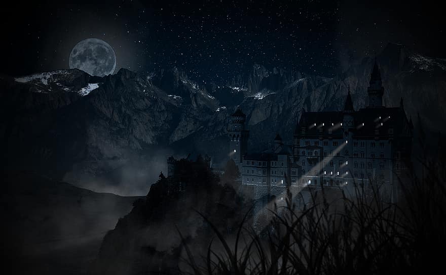 castello, Castello Incantato, Halloween, notte