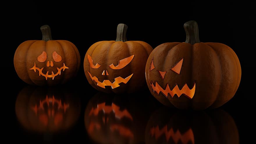 halloween, labu berukir, jack-o'-lanterns, malam, labu, menyeramkan, lentera, Oktober, kengerian, jahat, takut