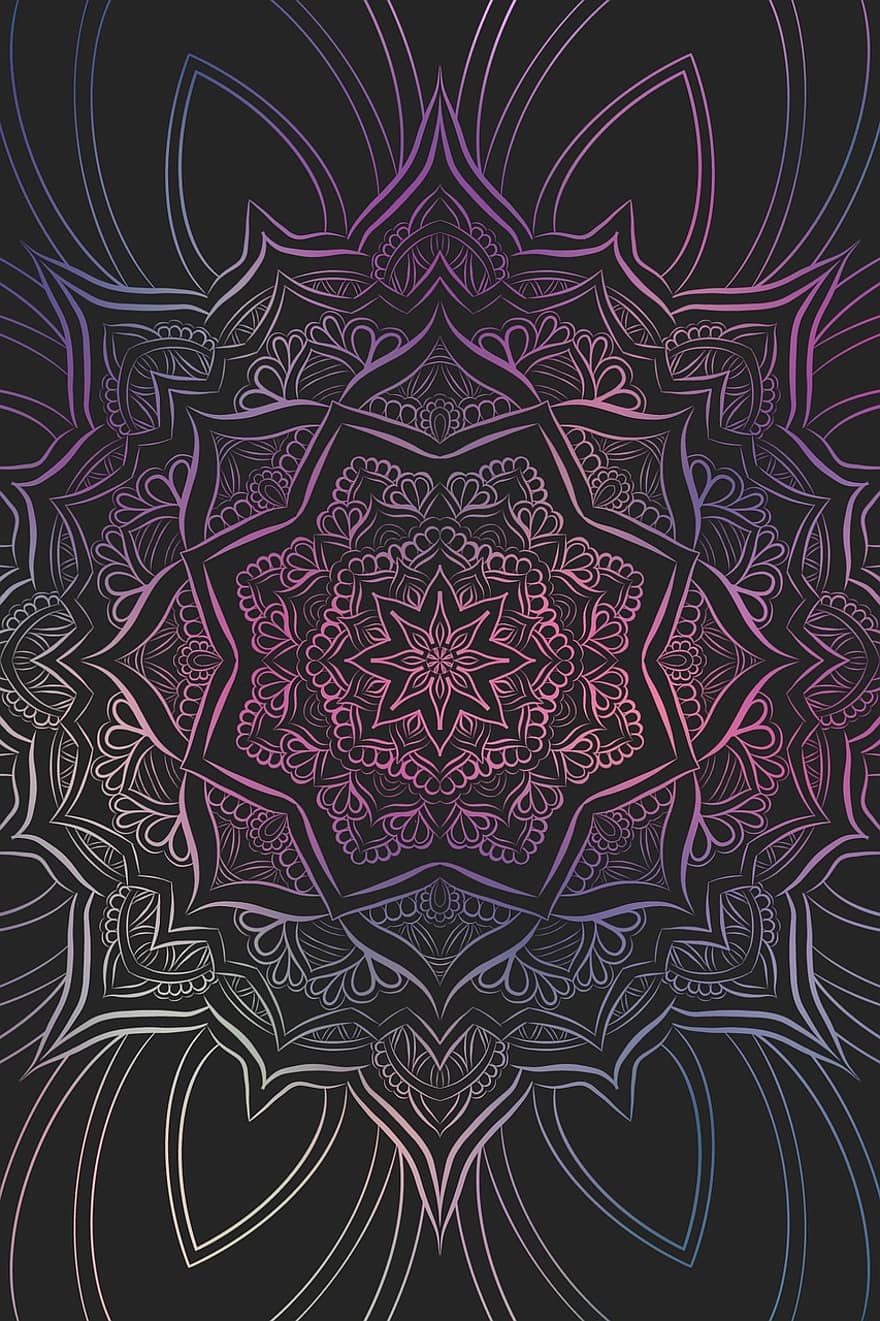 Mandala, neon, symmetrinen, symmetria, geometria, geometrinen, digitaalinen taide