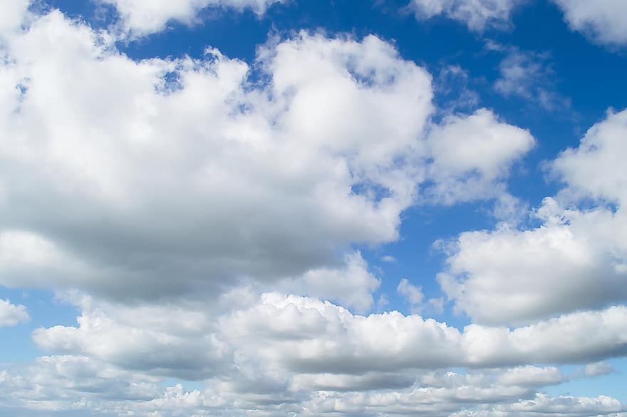 des nuages, cumulus, ciel, atmosphère, nuageux, cloudscape, journée