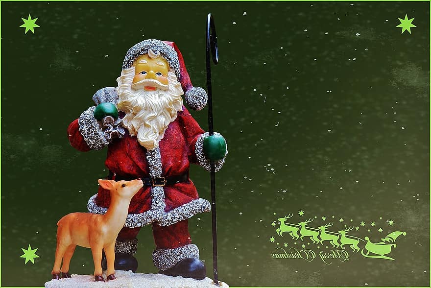 Christmas, Santa Claus, Snow, Christmas Motif, Roe Deer, Figure