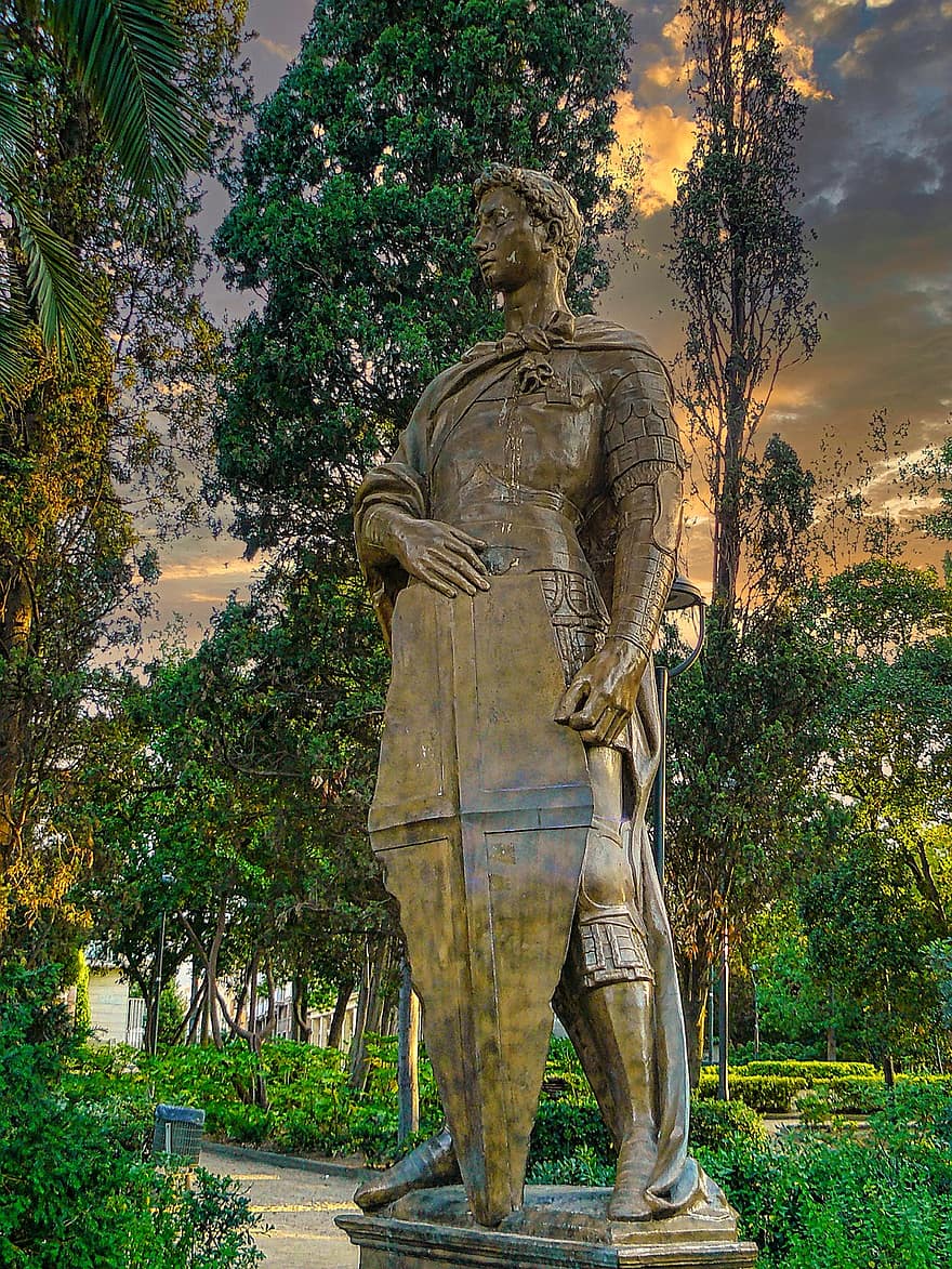 estatua, guerrero, Barcelona, Cataluña, España, escultura, Monumento